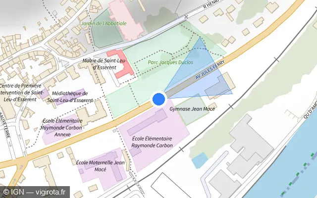 Vue plan de l'emplacement du radar tourelle à Saint-Leu-d'Esserent sur Avenue Jules Ferry / D 92