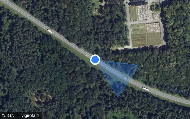 Vue satellite de l'emplacement du radar tourelle à Apremont sur D 201