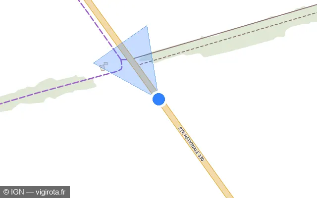 Vue plan de l'emplacement du radar tourelle à Mont-l'Évêque sur N 330