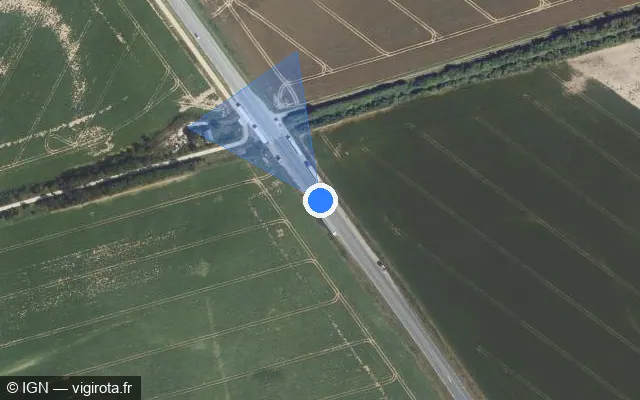 Vue satellite de l'emplacement du radar tourelle à Mont-l'Évêque sur N 330