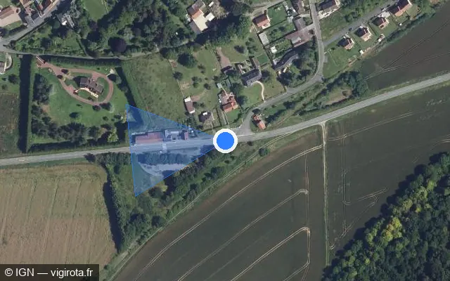 Vue satellite de l'emplacement du radar tourelle à Tartigny sur D 930