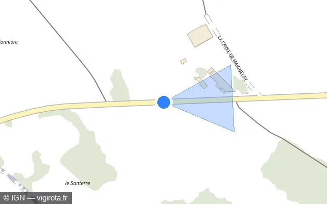Vue plan de l'emplacement du radar tourelle à Tricot sur D 938