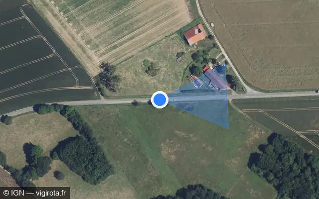 Vue satellite de l'emplacement du radar tourelle à Tricot sur D 938