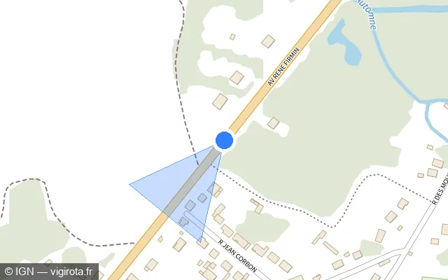 Vue plan de l'emplacement du radar tourelle à Verberie sur Avenue René Firmin / D 932a