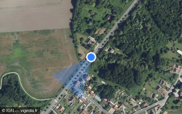 Vue satellite de l'emplacement du radar tourelle à Verberie sur Avenue René Firmin / D 932a