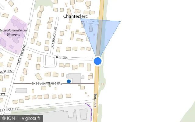 Vue plan de l'emplacement du radar tourelle à La Chapelle-en-Serval sur Rue de Paris / D 1017