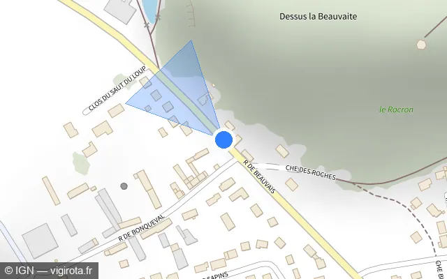 Vue plan de l'emplacement du radar tourelle à Blaincourt-lès-Précy sur Rue de Beauvais / D 44