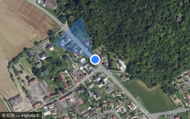 Vue satellite de l'emplacement du radar tourelle à Blaincourt-lès-Précy sur Rue de Beauvais / D 44