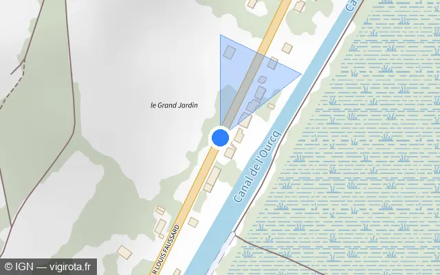 Vue plan de l'emplacement du radar tourelle à Neufchelles sur Rue Louis Faussard / D 936