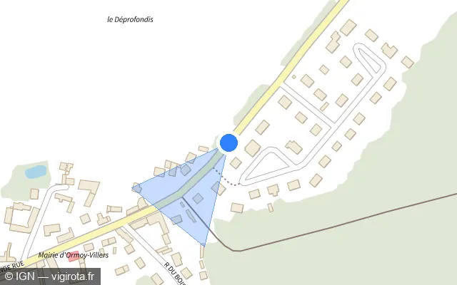 Vue plan de l'emplacement du radar tourelle à Ormoy-Villers sur Grande Rue / D 136