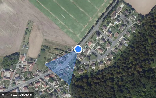 Vue satellite de l'emplacement du radar tourelle à Ormoy-Villers sur Grande Rue / D 136
