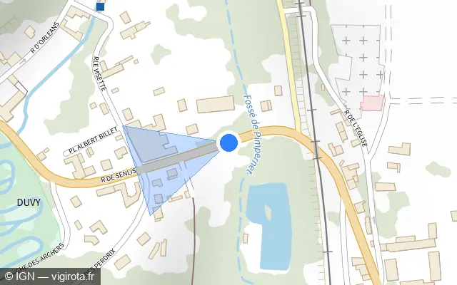 Vue plan de l'emplacement du radar tourelle à Duvy sur Rue de Senlis / D 1324