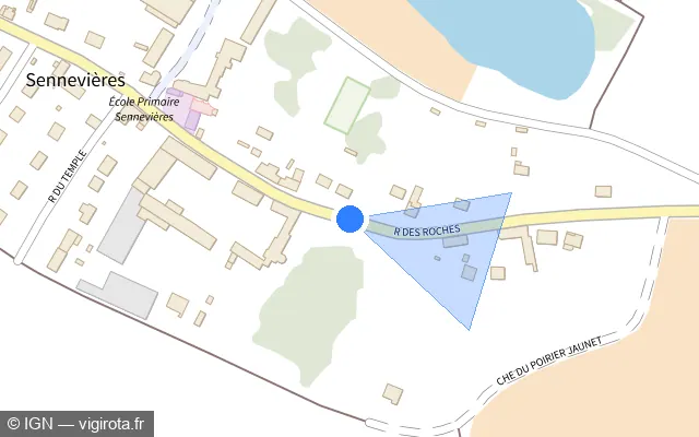 Vue plan de l'emplacement du radar tourelle à Chèvreville sur Rue des Roches / D 19