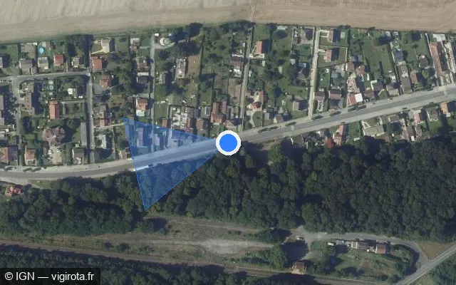 Vue satellite de l'emplacement du radar tourelle à Vaumoise sur Route de Chantilly / D 1324
