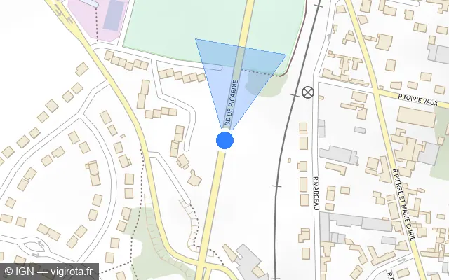 Vue plan de l'emplacement du radar tourelle à Méru sur D 927