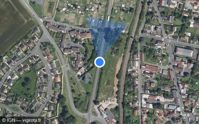 Vue satellite de l'emplacement du radar tourelle à Méru sur D 927