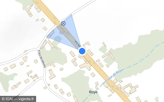 Vue plan de l'emplacement du radar tourelle à Ponchon sur Route Nationale 1 / D 1001