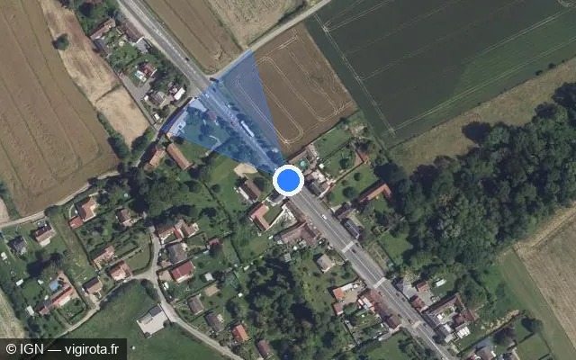 Vue satellite de l'emplacement du radar tourelle à Ponchon sur Route Nationale 1 / D 1001