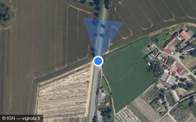 Vue satellite de l'emplacement du radar tourelle à Conchy-les-Pots sur D 1017