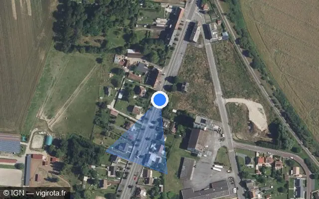 Vue satellite de l'emplacement du radar tourelle à Estrées-Saint-Denis sur Avenue de Flandres / D 1017