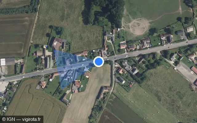 Vue satellite de l'emplacement du radar tourelle à Ons-en-Bray sur Route du Pont qui Penche / N 31 / E 46