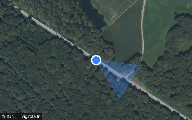 Vue satellite de l'emplacement du radar tourelle à Vallerois-le-Bois sur D 9