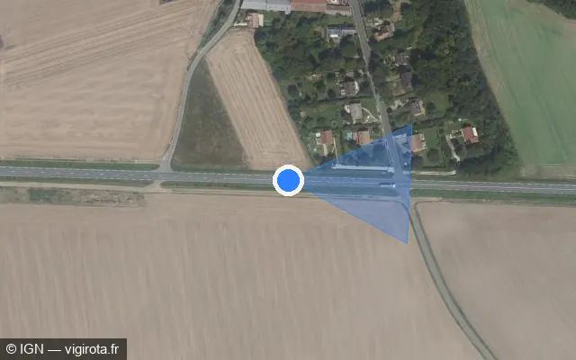 Vue satellite de l'emplacement du radar tourelle à Boissy-aux-Cailles sur D 152