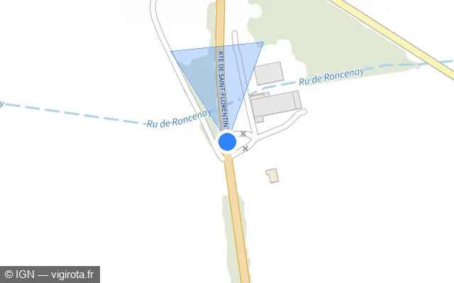 Vue plan de l'emplacement du radar tourelle à Pontigny sur Rue Paul Desjardins / N 77