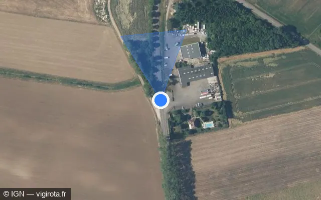Vue satellite de l'emplacement du radar tourelle à Pontigny sur Rue Paul Desjardins / N 77