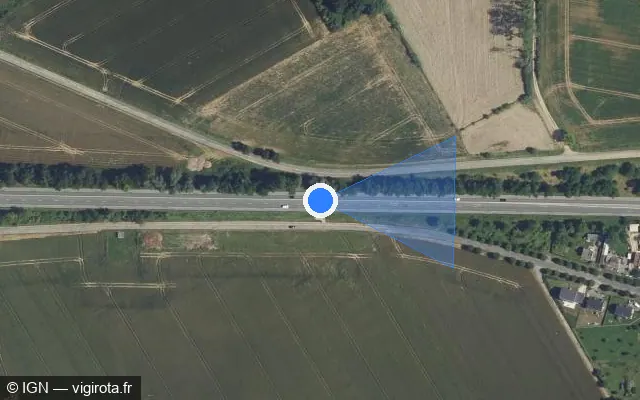Vue satellite de l'emplacement du radar tourelle à Moyvillers sur N 31 / E 46