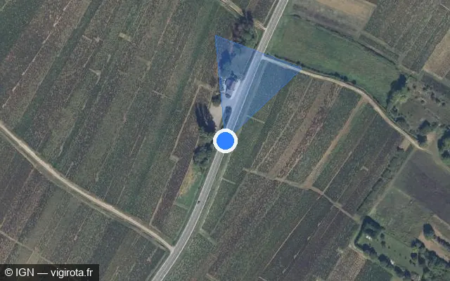 Vue satellite de l'emplacement du radar tourelle à Volnay sur D 974