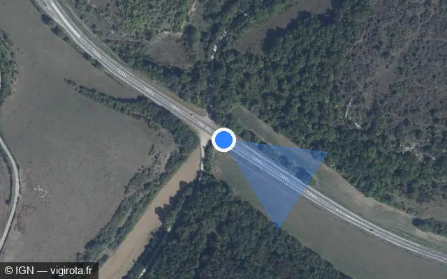 Vue satellite de l'emplacement du radar tourelle à Dezize-lès-Maranges sur D 906