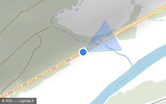 Vue plan de l'emplacement du radar tourelle à Les Fins sur Route des Microtechniques / D 461