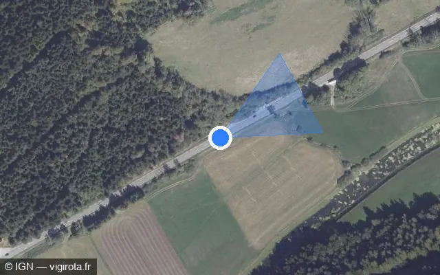 Vue satellite de l'emplacement du radar tourelle à Les Fins sur Route des Microtechniques / D 461