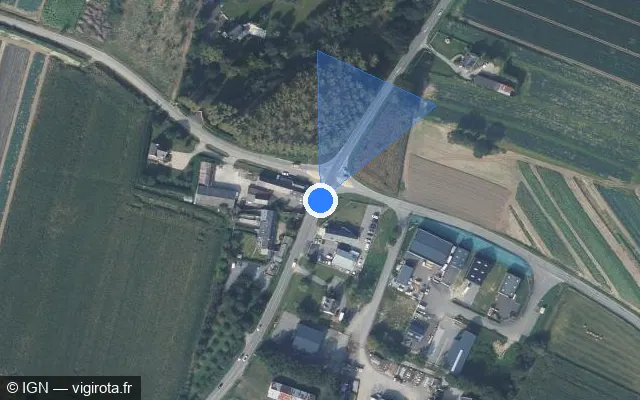 Vue satellite de l'emplacement du radar tourelle à Saint-Père-Marc-en-Poulet sur D 76