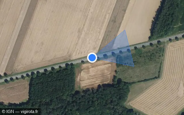 Vue satellite de l'emplacement du radar tourelle à Tilloy-Floriville sur D 936