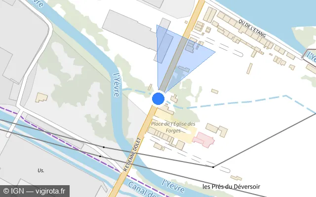 Vue plan de l'emplacement du radar tourelle à Vierzon sur Rue Étienne Dolet / D 60