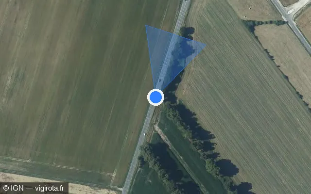 Vue satellite de l'emplacement du radar tourelle à Les Thilliers-en-Vexin sur D 181