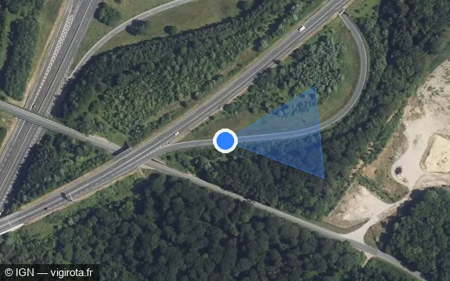 Vue satellite de l'emplacement du radar tourelle à Allonne sur E 46