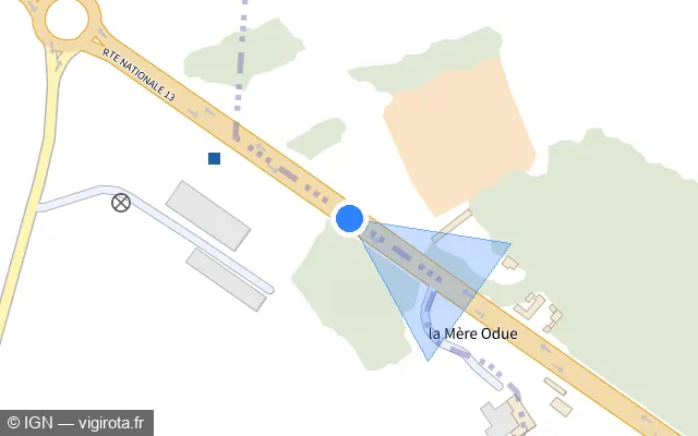 Vue plan de l'emplacement du radar tourelle à Bernienville sur D 613