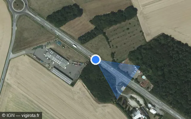 Vue satellite de l'emplacement du radar tourelle à Bernienville sur D 613