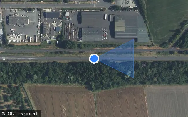 Vue satellite de l'emplacement du radar tourelle à La Ville-aux-Dames sur M 140