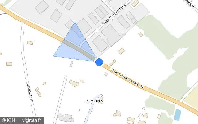 Vue plan de l'emplacement du radar tourelle à La Membrolle-sur-Choisille sur Route de Château-la-Vallière / M 959