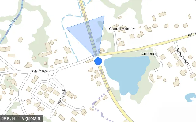 Vue plan de l'emplacement du radar tourelle à Pommeret sur Rue de l'Étang / D 765