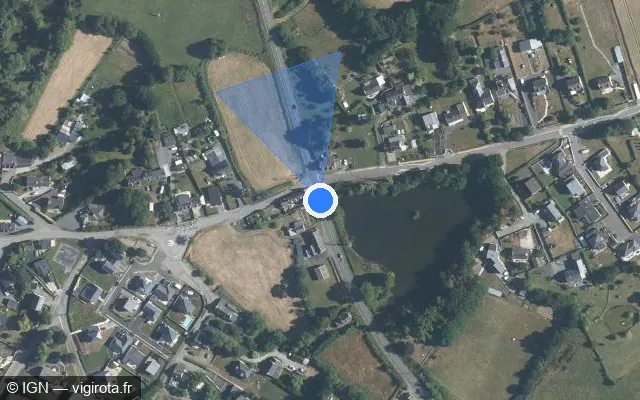 Vue satellite de l'emplacement du radar tourelle à Pommeret sur Rue de l'Étang / D 765
