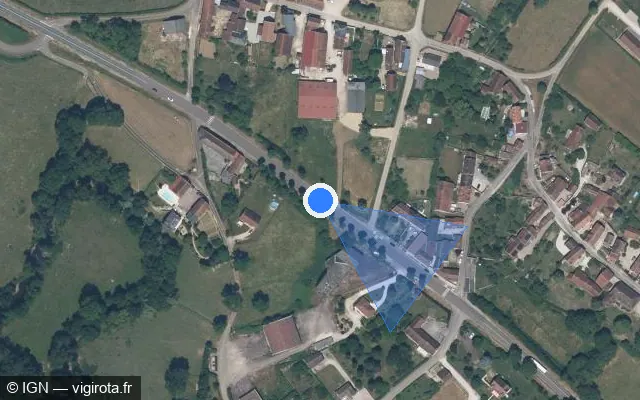 Vue satellite de l'emplacement du radar tourelle à Vault-de-Lugny sur Route Nationale 6 / D 606
