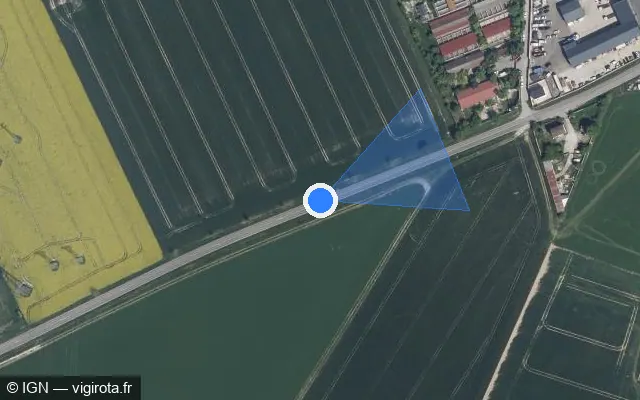Vue satellite de l'emplacement du radar tourelle à Ormes sur D 980
