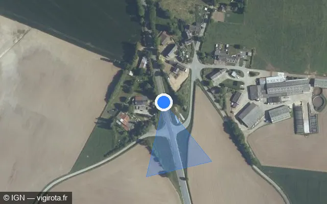 Vue satellite de l'emplacement du radar tourelle à Saint-Glen sur D 14