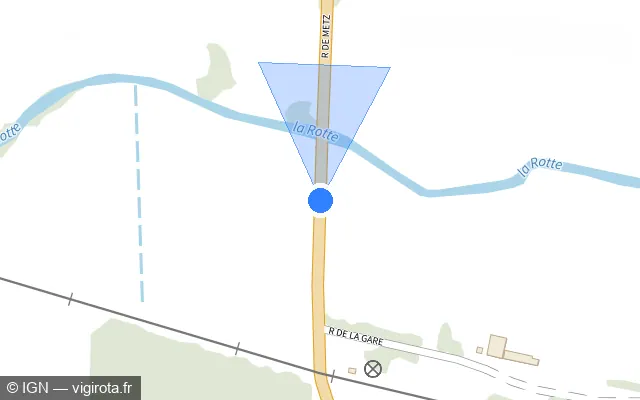 Vue plan de l'emplacement du radar tourelle à Brulange sur D 999