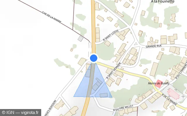 Vue plan de l'emplacement du radar tourelle à Buvilly sur N 83